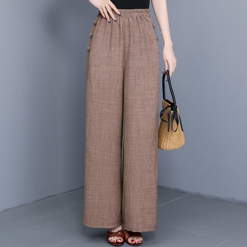Casual Black Wide Leg Pants for Women Summer Clothes Plus Size High Waist Woman Trousers