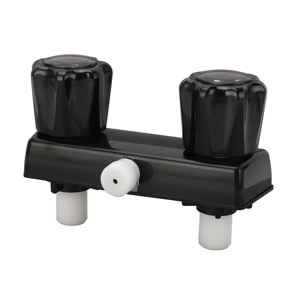 RV Shower Faucet Valve Diverter Shower Mixing Valve Control with 2 Knobs Wheel For RV Motor Home Black