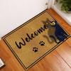 VIKAMA Cat Welcome Mat, Funny Hi Bye Print Doormat, Non-Slip Floor Rug for Indoor Outdoor Front Door Kitchen Bedroom Decor