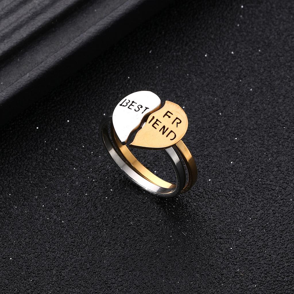 Creative Love Friendship 2 pcs Pair Bridal Set Rings For Men Women Stainless Steel Ring Unisex Accessories Designer  Gift
