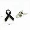 Black Ribbon Memorial Brooch Clothing Lapel Pin Alloy Black Mourning Suit Badge Fashion Accessories Party Jewelry Gift