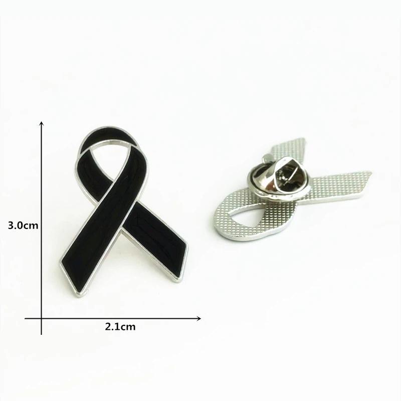 Black Ribbon Memorial Brooch Clothing Lapel Pin Alloy Black Mourning Suit Badge Fashion Accessories Party Jewelry Gift