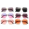 Box Trimmed Sunglasses Metal Rimless Glasses Frame Trendy Uv Protection Sunglasses Women