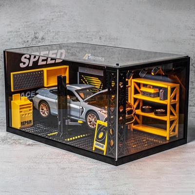 1/24 Dioráma Autogaráž Opravna Model, Dekorativní Vitrína, Rozložení Scény,