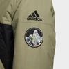 Adidas Patchwork Hooded Mid-Length Zip Down Jacket Men Outerwear Olive-Green HA1173