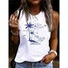 Printed Oversized Casual Sleeveless Loose Vest T-shirt