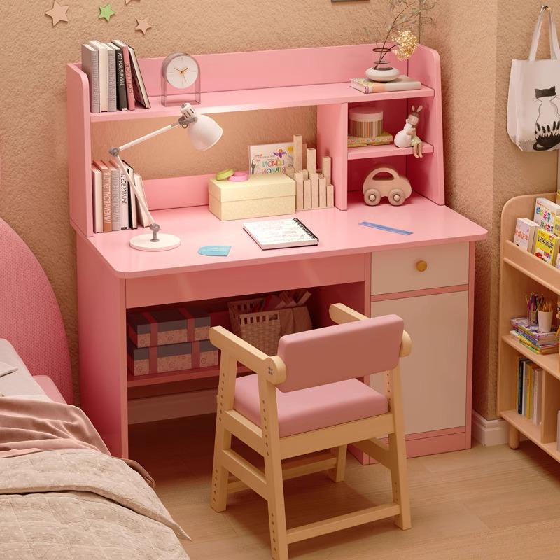 Primary School Students’ Desk & Chair Set with Integrated Bookshelf – Simple Study & Writing Computer Desk