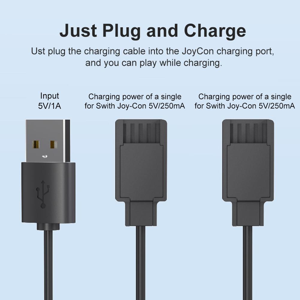 USB Charger Cable for Joycon Controller 2 In 1 Charging Cable Travel Charging Cables for Switch Controller Charger