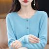 Damen S Rundhals Gestrickter Cardigan Langarm Herbst Oberbekleidung