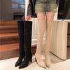 Women Spring Autumn New Fashion Side Zipper Long Boots Were Thin High-heeled Thick Suede Over-the-knee Ladies Black Gray Shoes