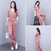 Chic Summer Women's V-Neck Top and Wide-Leg Pants Two-Piece Set - Trendy 2025 Xiaoxiang Style