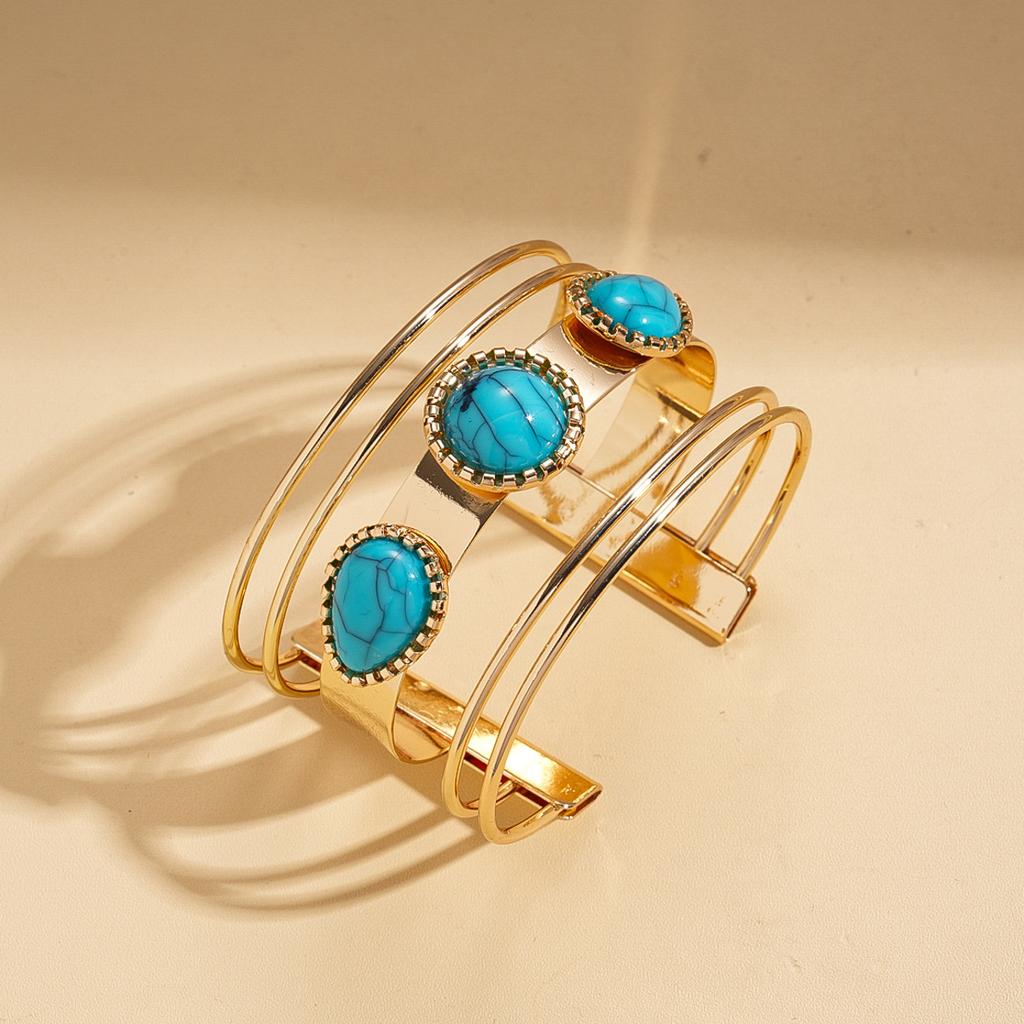 Acrylic geometric round multi-layer open bracelet ethnic style fashion jewelry