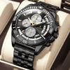 Men Chronograph Watches Stainless Steel Analog Quartz Wrist Watch Waterproof Luminous Date Business Dress Watch for Men