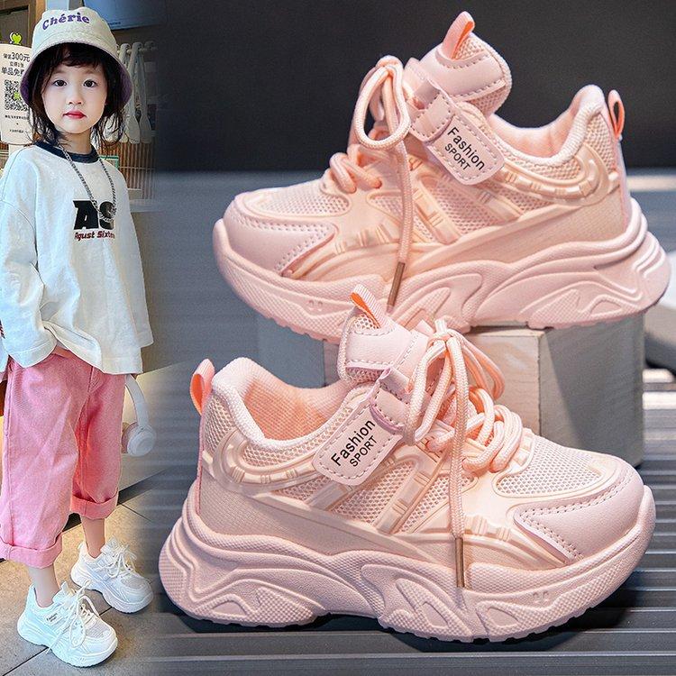 

Children Breathable Mesh Sneakers Spring Lightweight Soft Sole Casual Running Shoes for Boys and Girls size 26 розовый