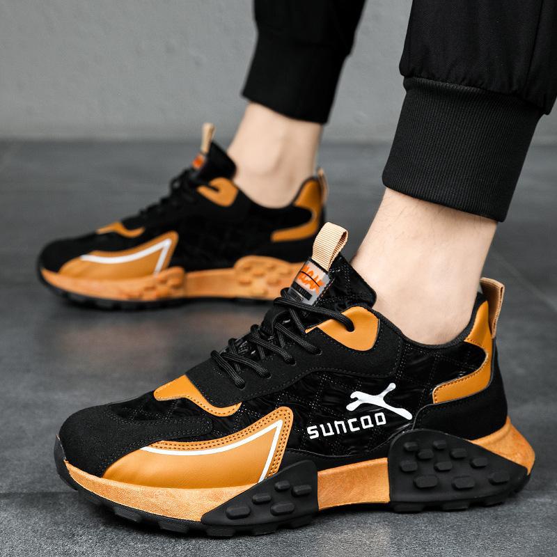 Thick-soled Internet celebrity dad shoes men's 2025 autumn new Korean version of fashion heightening Forrest Gump shoes low-top color matching t