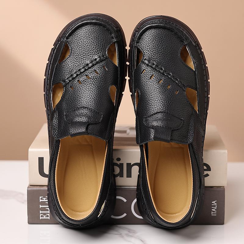 Fashion Handmade Summer Man Sandals Versatile Leather Beach Shoes Lightweight Mens Casual Shoes Outdoor Walking Sandals Outdoor Sandaly