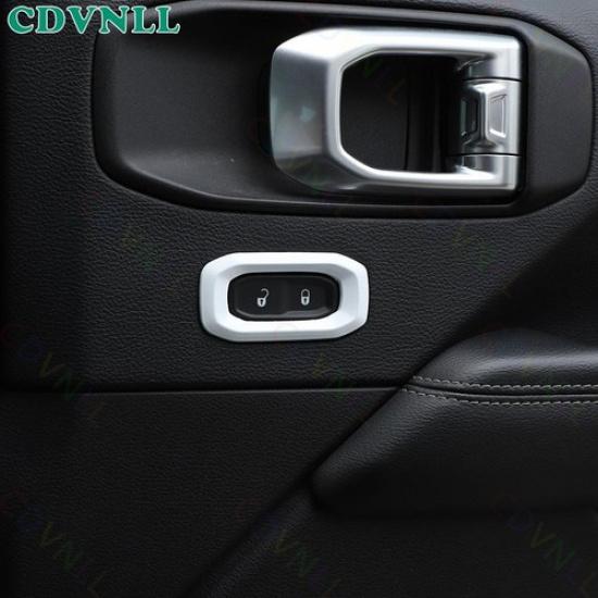 Interior Door Handle Lock Switch Trim For Jeep Wrangler JL JT 2018+ Bright White