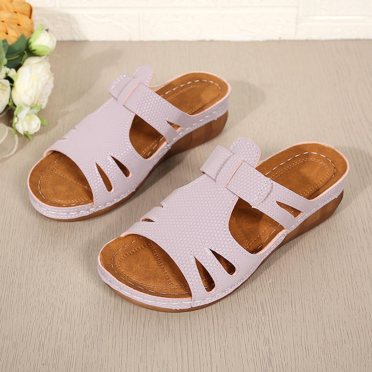 

Foreign trade 2025 summer new large size platform slippers women s shoes hollow word with fish mouth wedge heel platform shoes 43 рожевий
