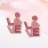 New Valentine's Day Series Letter Zircon Temperament Fashion Trend Versatile Earrings Jewelry Women