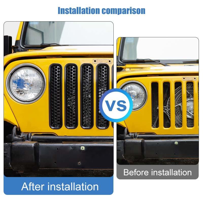 Car Front Hood Grille Ring Cover Protective Sticker For Jeep Wrangler TJ 1997-2006 Car Exterior Accessories 
