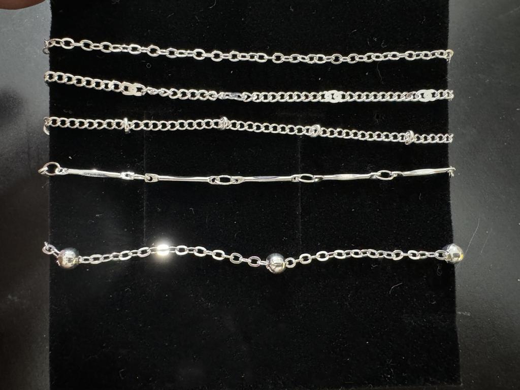 5 Pcs/Set Unisex Silver Plated Stainless Steel Anklets Summer Beach Bracelet Jewelry Accessory for Valentine's Day Gift