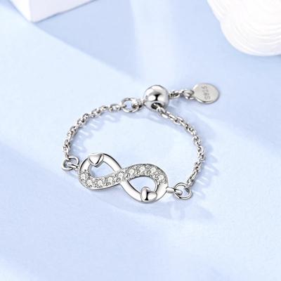 Infinite Love Zircon Heart Ring Standard Copper Women'S Jewelry Fine Gift Wedding Ring Adjustable Girlfriend Accessory