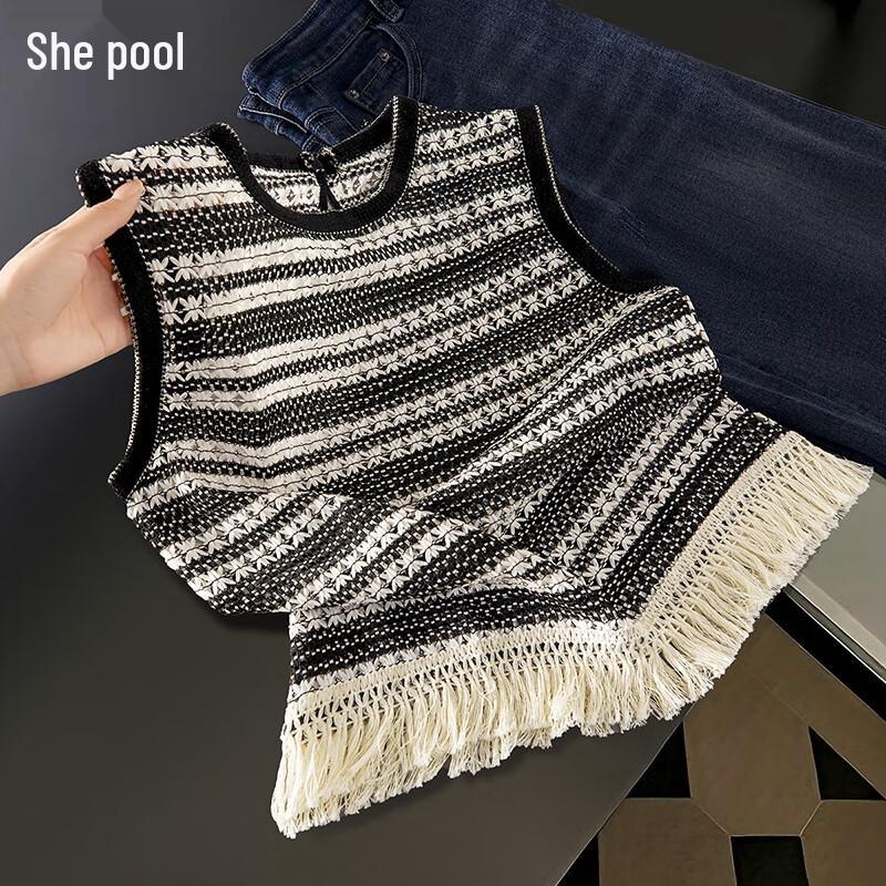 Women s Summer Color-block Striped Knit Vest Top One Size