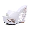 Fashion New 2024 Summer Fashion Slippers Wristband Metal Decorative Waterproof Platform Shaped Heel Super High Heel Korean Versatile