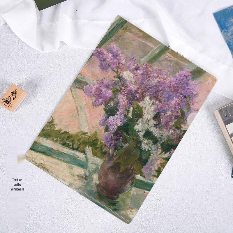 World-Famous Paintings L-Shaped A4 Folder - Monet & Van Gogh Art Design for Students and Office