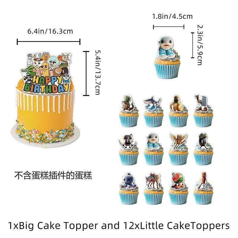 Tung Tung Sahur Birthday Theme Party Decoration Banner Cake, Flag Balloon, Shan Hai Jing Set