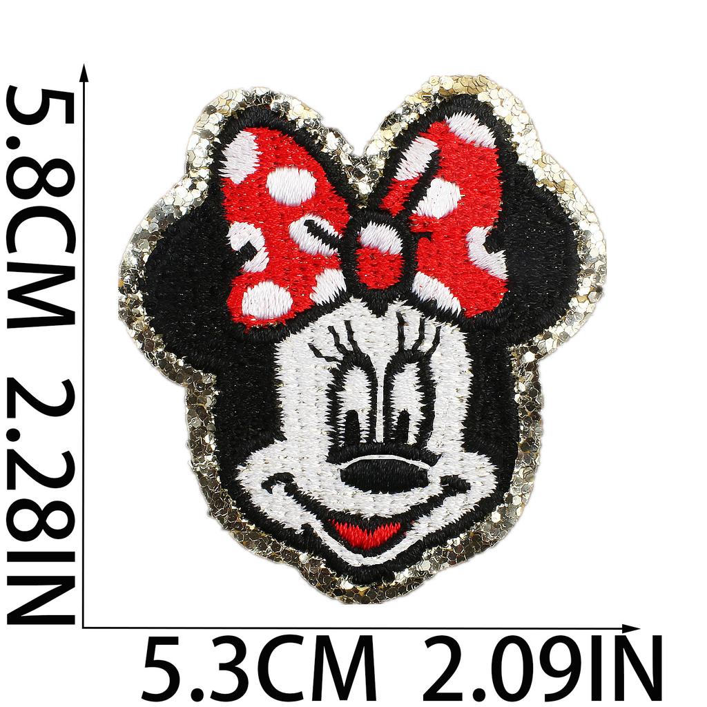 Anime Character Embroidery Cloth Sticker Cartoon Couple Mouse Patch Sticker Computer Embroidery Badge Bow Subsidy