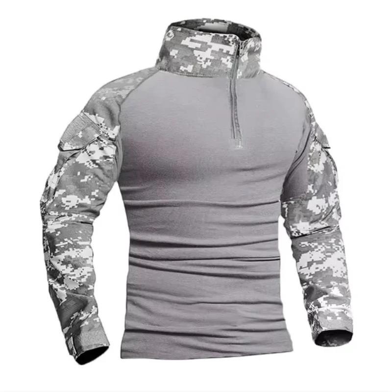 Herren Outdoor Taktische Wander-T-Shirts, Jagd Tarnung Langarm Jagd Klettershirt, Herren Atmungsaktive Sportbekleidung