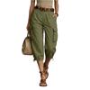 Pantalon cargo court ample et décontracté pour femme avec cordon de serrage à la taille et poches pour un usage extérieur et quotidien