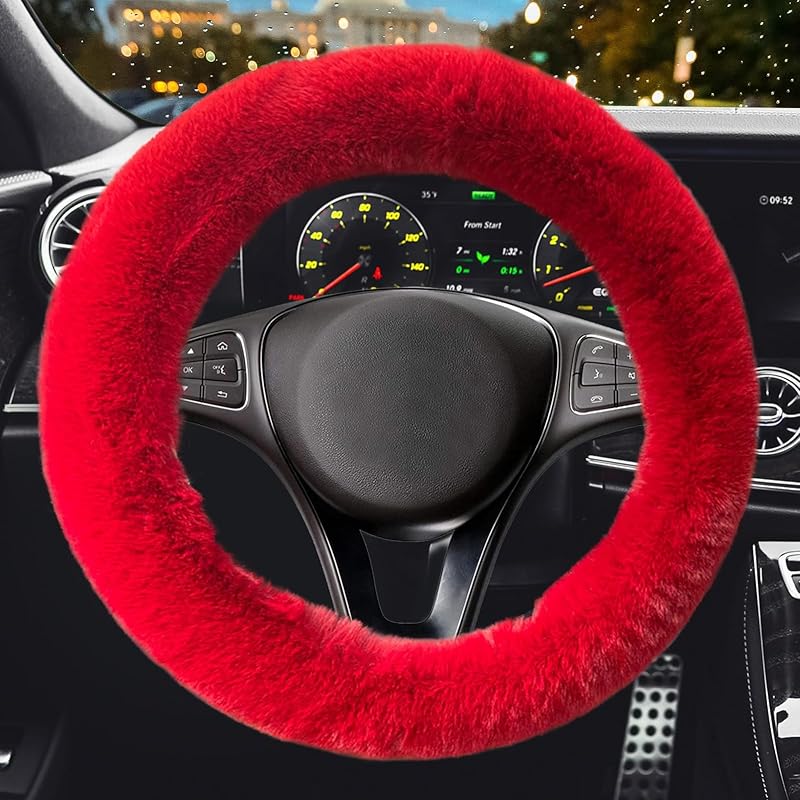 Fluffy Car Steering Wheel Cover,Steering Wheel Cover For Women Soft Plush Steering Wheel Cover Fashion Car Interior Decor Accessories Suitable For 15