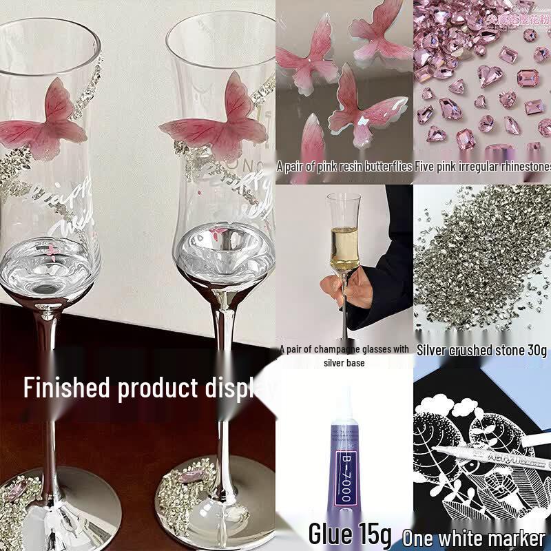 DIY Wedding Tassel Butterfly Champagne Glass Kit