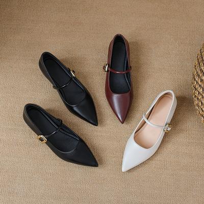 Inner Heightening Mary Jane Single Shoes Women's Spring New Pointed Patent Leather Thick Heel Retro Grandma Shoes Commuting About