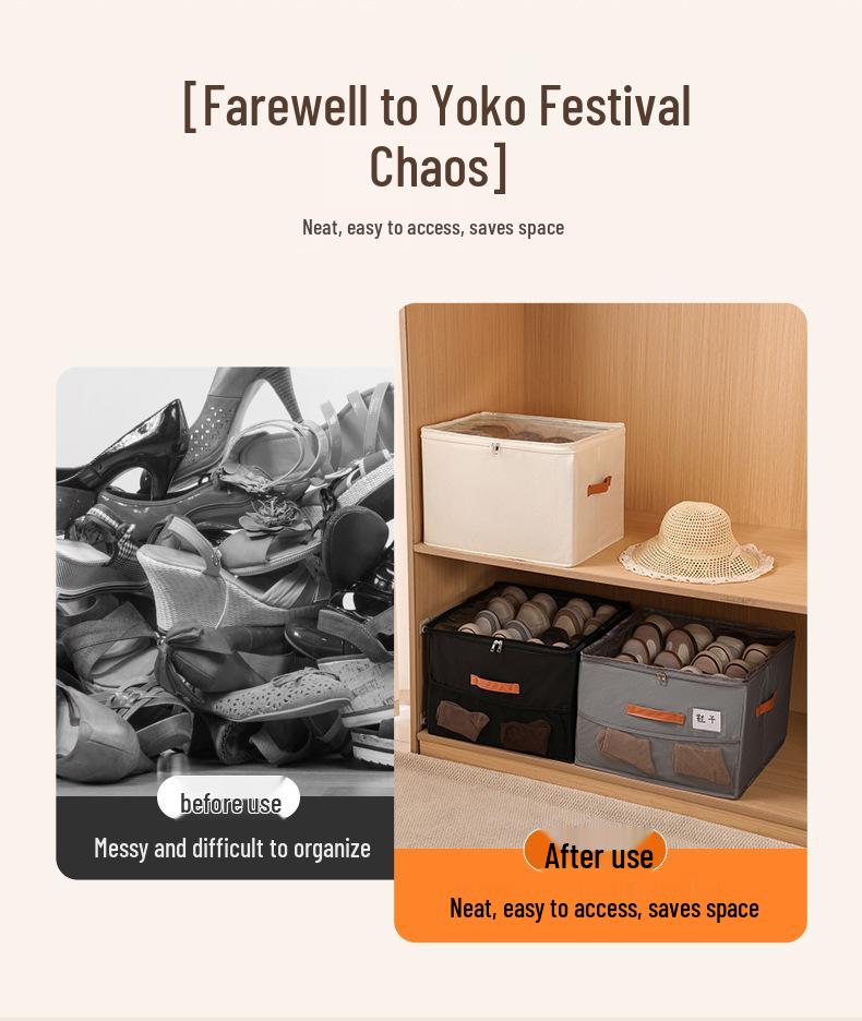 Foldable Fabric Organizer Box with Lid: Multifunctional, Divided Compartments for Underwear, Panties, Shoes, or Sundries.