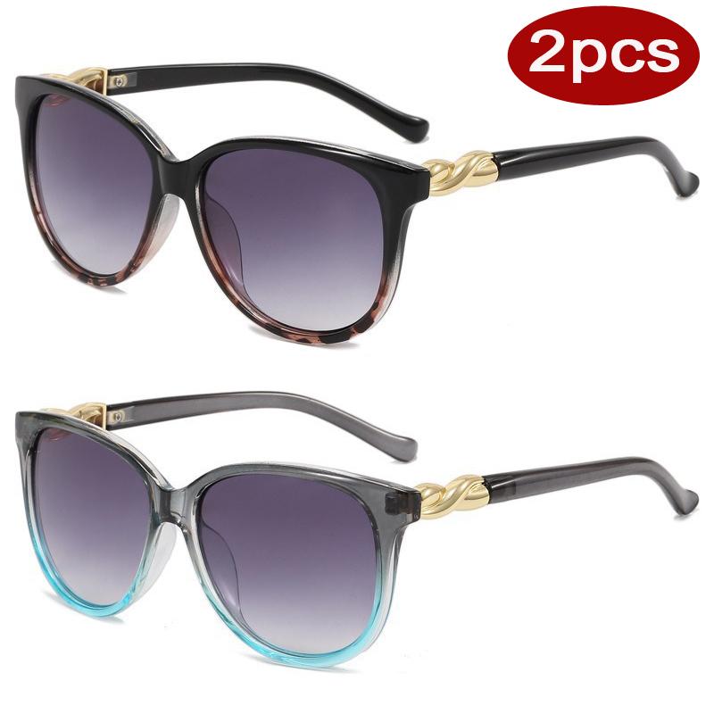 1 2pcs Fashion Round Large Sunglasses Gradient Lens Anti UV Sun Glasses Women Korean Style Streetwear UV400