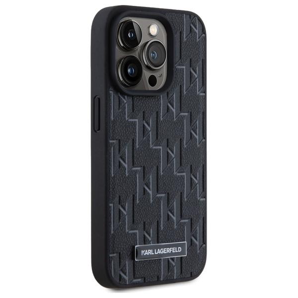 Karl Lagerfeld Klhmp15Lpkhporpk Iphone15 Pro 6.1 Hardcase Czarny/Black Leather Monogram Metal Logo Magsafe
