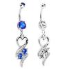 Women Peach Heart Rhinestone Inlaid Navel Ring Stud Body Piercing Jewelry Gift