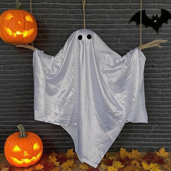 Halloween Decoration Realistic 5 FT Hanging Swing Ghost Decor with String Lights Spooky Cute Ghosts for Front Porch Yard Tree Festive Atmosphere