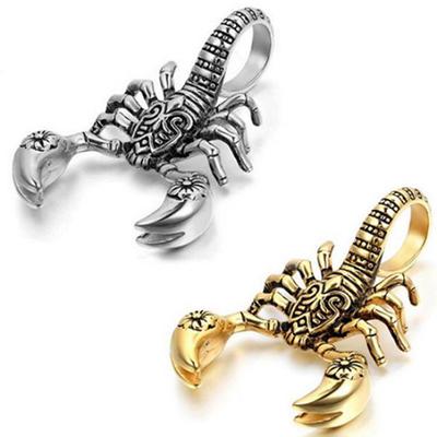 Herren Vintage Punk geschnitzte Skorpion Anhänger kurze Halskette aus Kunstlederband