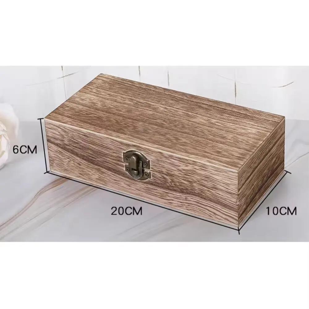 Retro Rectangular Wooden Storage Box Clamshell Desktop Organizer Jewelry Gift Box for Home Decor Organizador