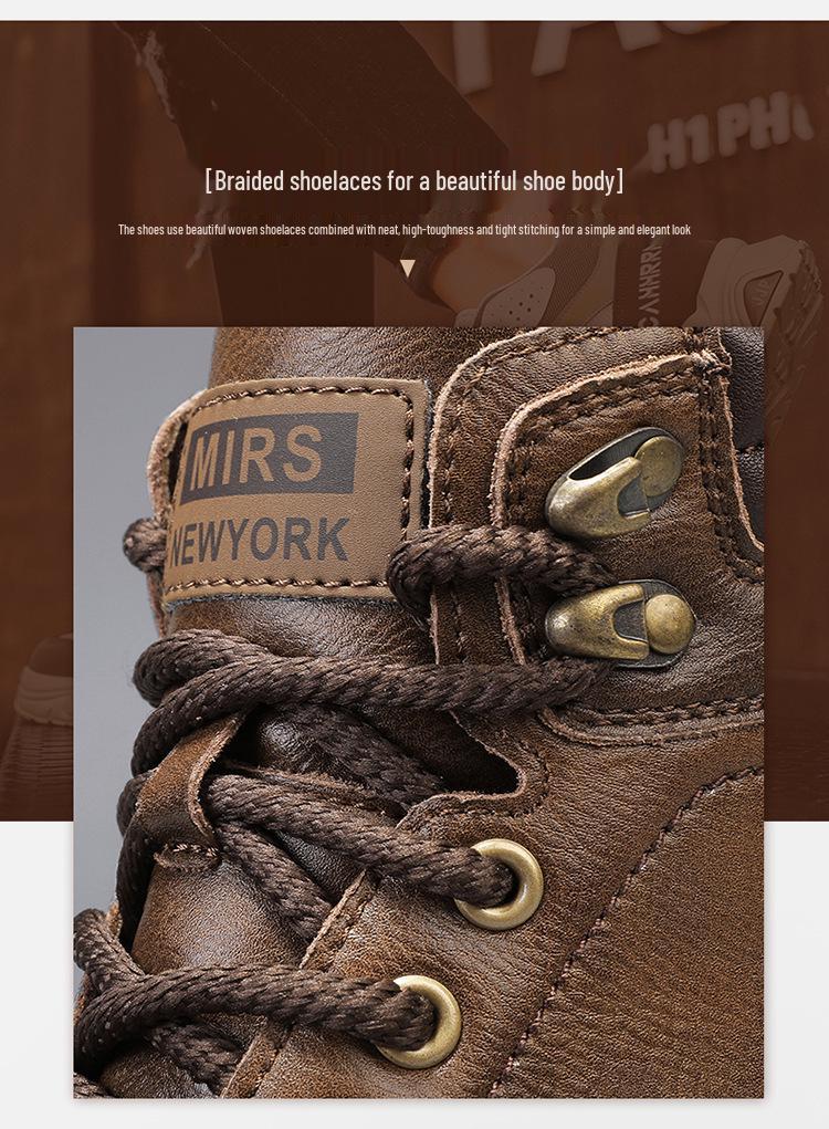 Men's Genuine Leather Martin Boots - Thick Sole, Plus Size, Outdoor Casual Work Boots for Fall/Winter