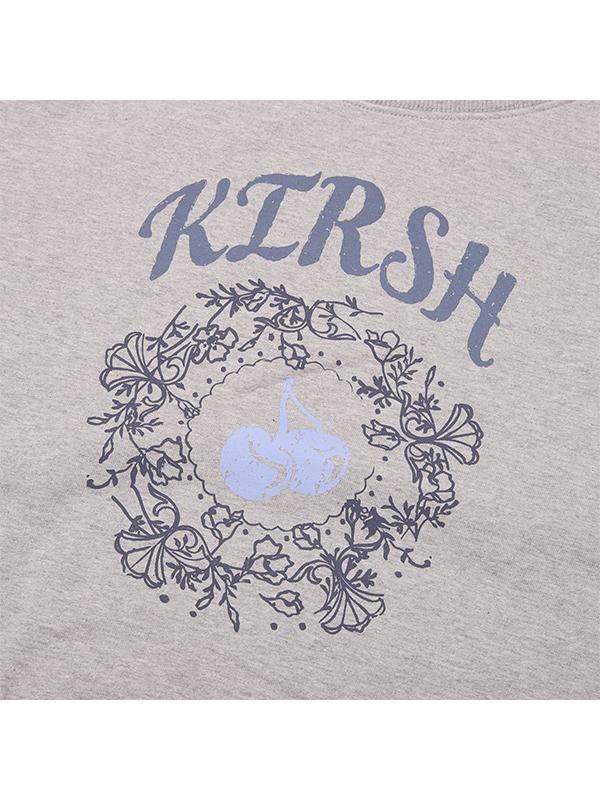 KIRSH Vintage Graphic Off-Shoulder Sweatshirt [Melange Gray]