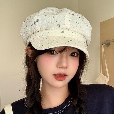 Korean Version of Sweet and Versatile Silver-burned Love Beret Autumn and Winter Casual Little Fragrance Style Octagonal Hat Women Fashion Painter Hat