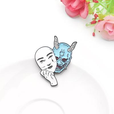 Hot Sale, Ghost Samurai Wine Swallow Boy Mask Brooch, Enamel Pin Metal Badge, Backpack