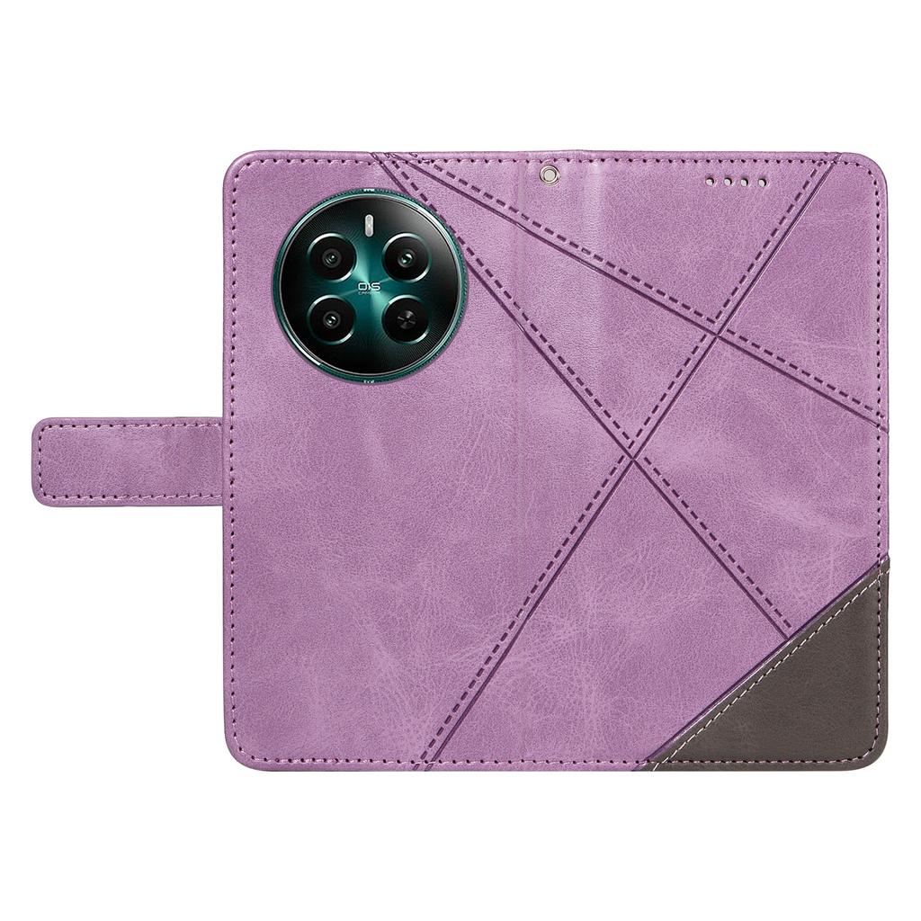 For Realme Narzo 70 5G/Narzo 70 Pro 5G/P1 5G/12 4G/12+ 5G Case Leather Geometric Line Wallet Phone Cover with Wrist Strap