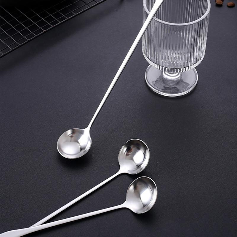 Stainless Steel Long Handle Stir Spoon Designed For Effortless Mixing In Cocktails And Teas