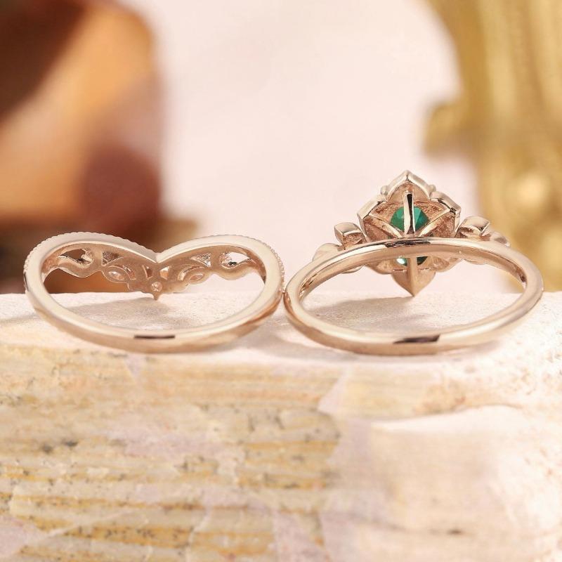 European and American new fashion crown shape green zircon inlaid personalized luxury women's ring